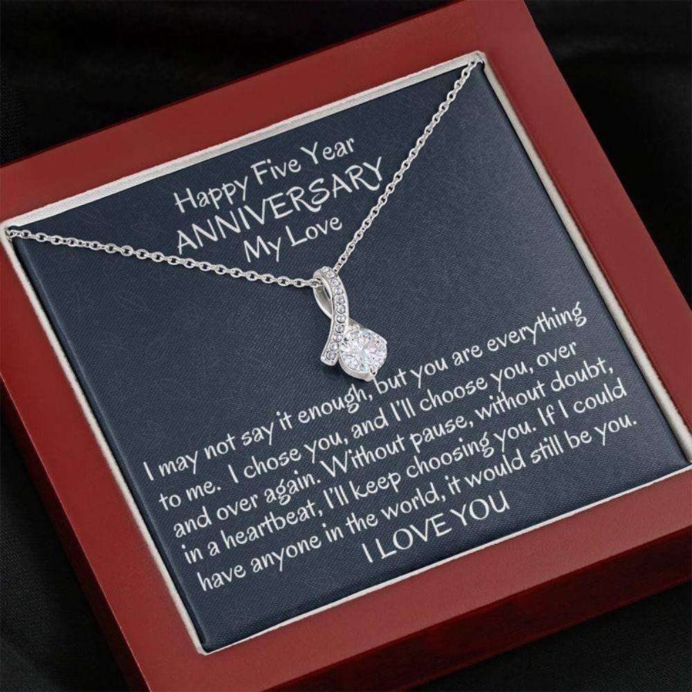 Wife Necklace, Fifth Wedding Anniversary Beautiful Wife Gift, Five Year Anniversary Necklace Gift For Her Anniversary For Karwa Chauth Rakva