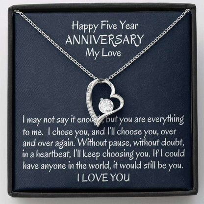 Wife Necklace, Fifth Wedding Anniversary Forever Love Necklace Wife Gift, Five Year Anniversary Necklace Gift For Her For Karwa Chauth Rakva