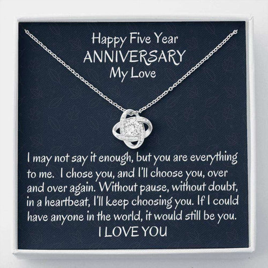 Wife Necklace, Fifth Wedding Anniversary Love Knot Wife Gift, Five Year Anniversary Necklace Gift For Her Anniversary For Karwa Chauth Rakva