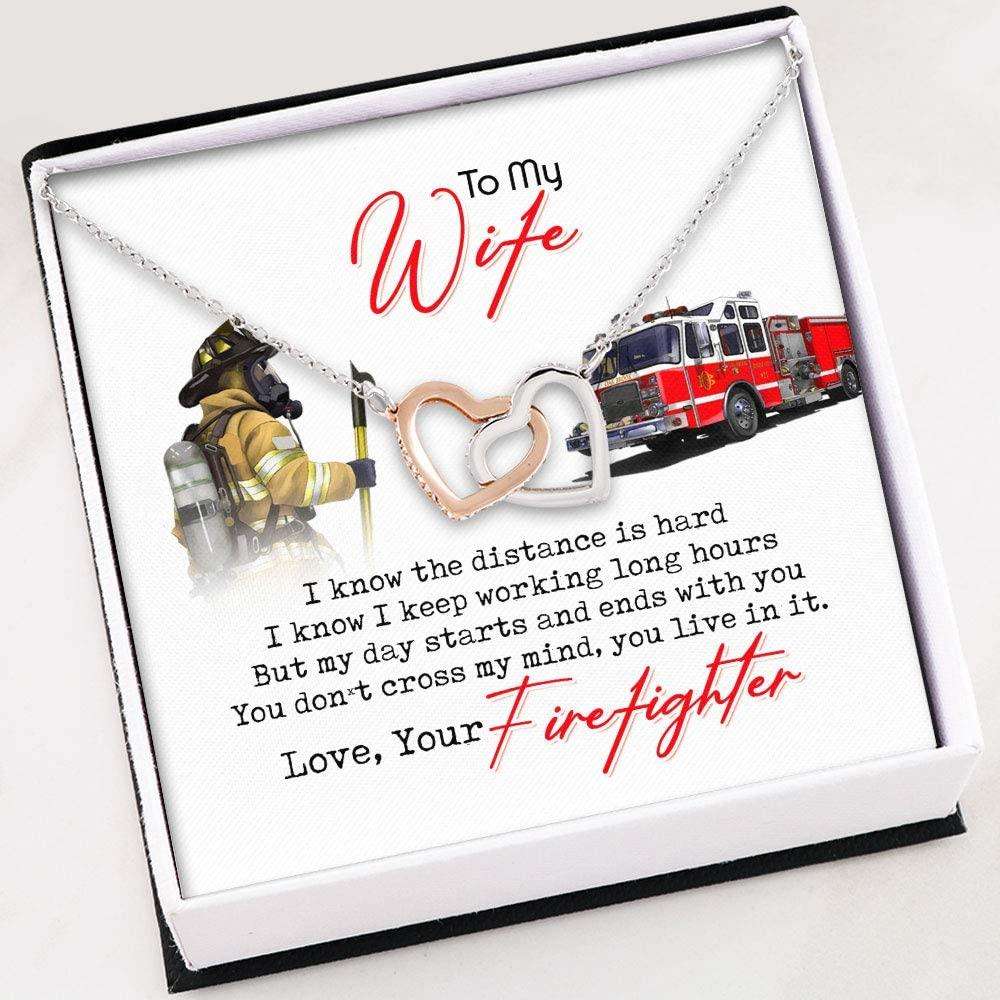 Wife Necklace “ Firefighter’S Wife Gift “ Gift For Wife Necklace With Gift Box For Karwa Chauth Rakva