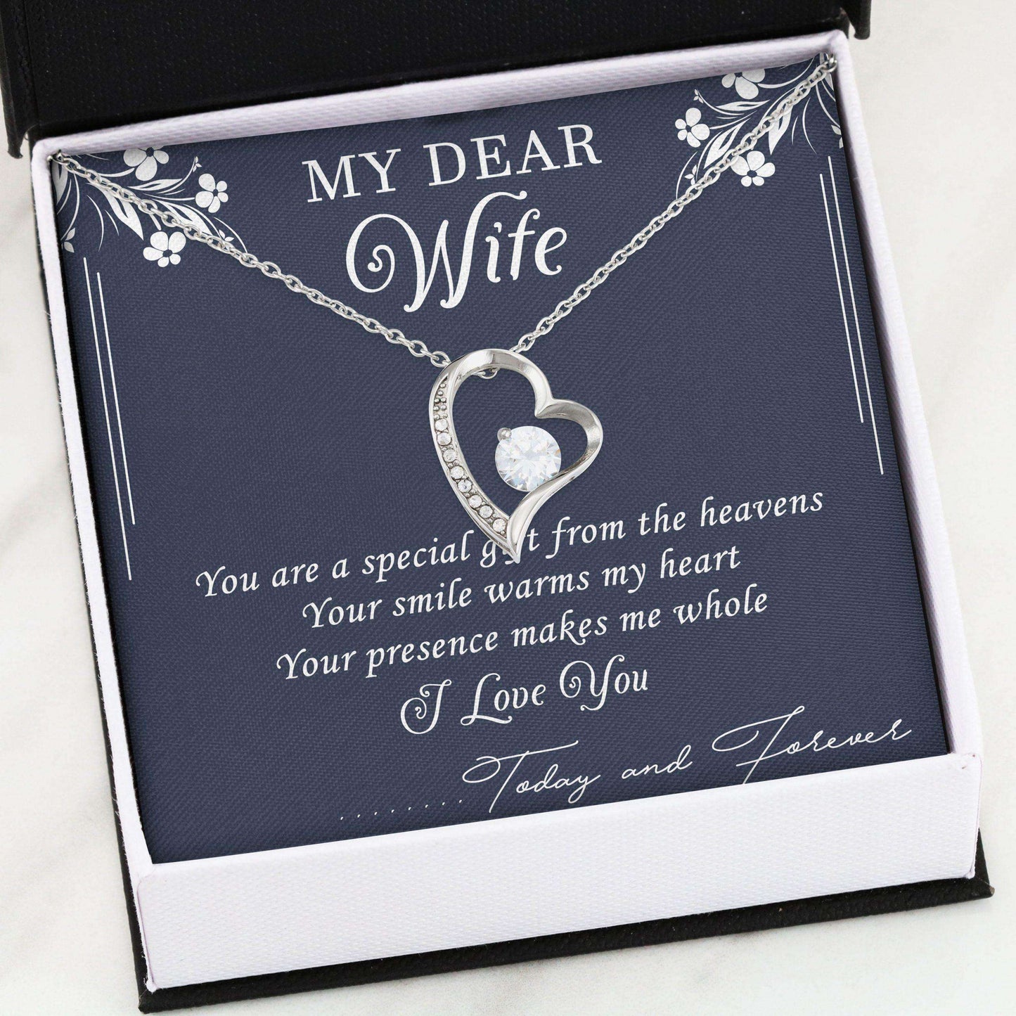 Wife Necklace, Forever Love “ My Dear Wife Love You Forever Necklace For Karwa Chauth Rakva