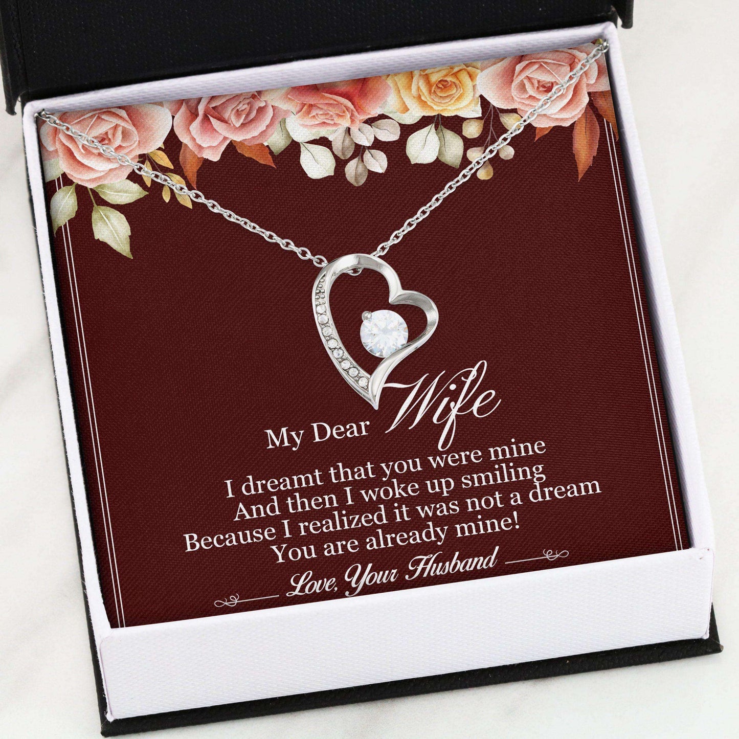 Wife Necklace, Forever Love “ My Dear Wife Love You Forever Necklace For Karwa Chauth Rakva