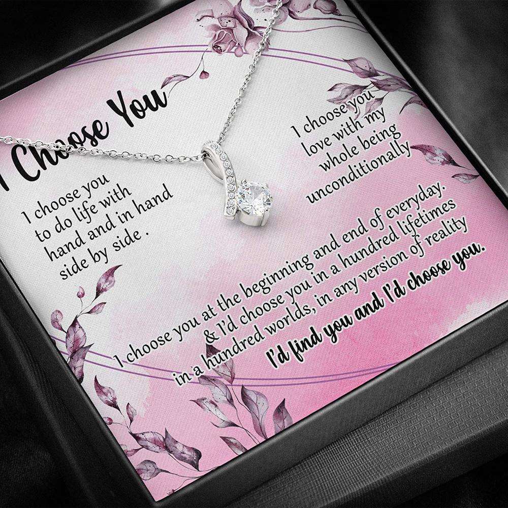 Wife Necklace, Gift For Fiancee “ I Choose You To My Wife Necklace For Karwa Chauth Rakva