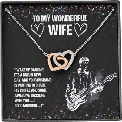 Wife Necklace Gift For Her From Husband, Guitar Bassline Good Morning Wake Up Share For Karwa Chauth Rakva