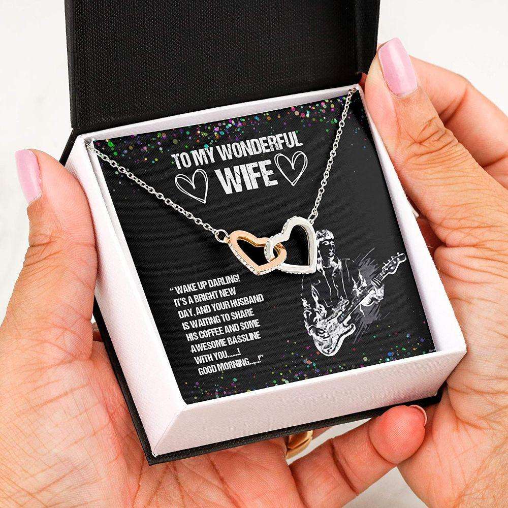 Wife Necklace Gift For Her From Husband, Guitar Bassline Good Morning Wake Up Share For Karwa Chauth Rakva