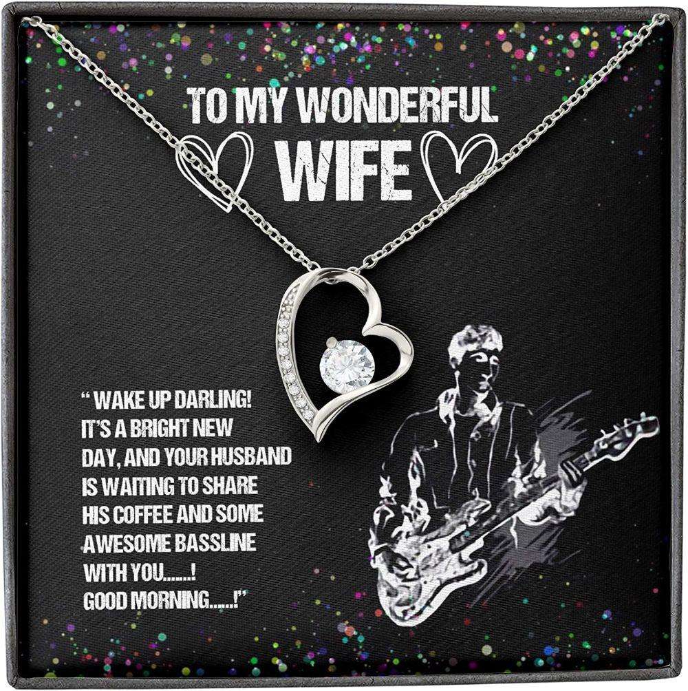 Wife Necklace Gift For Her From Husband, Guitar Bassline Good Morning Wake Up Share Necklace For Karwa Chauth Rakva