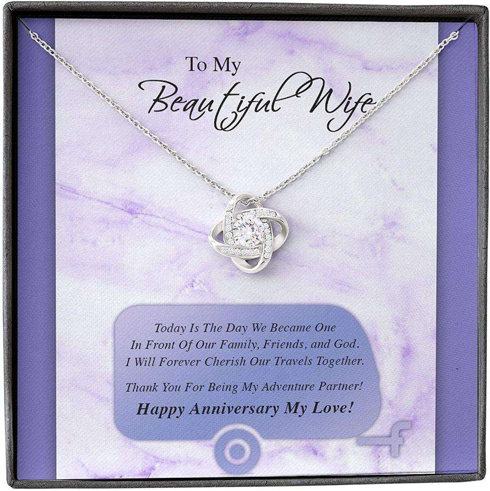 Wife Necklace Gift For Her From Husband, Love Wedding Marry Forever Cherish Together For Karwa Chauth Rakva