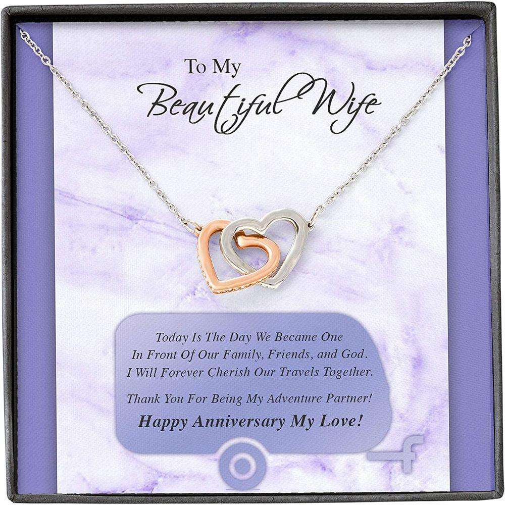 Wife Necklace Gift For Her From Husband, Love Wedding Marry Forever Cherish Together For Karwa Chauth Rakva