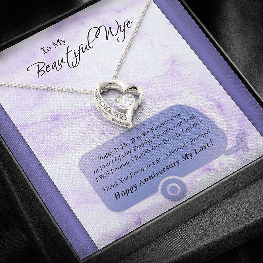 Wife Necklace Gift For Her From Husband, Love Wedding Marry Forever Cherish Together Necklace For Karwa Chauth Rakva