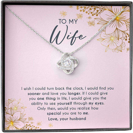 Wife Necklace Gift For Her, Turn Back Clock Find Sooner Love Longer Special For Karwa Chauth Rakva