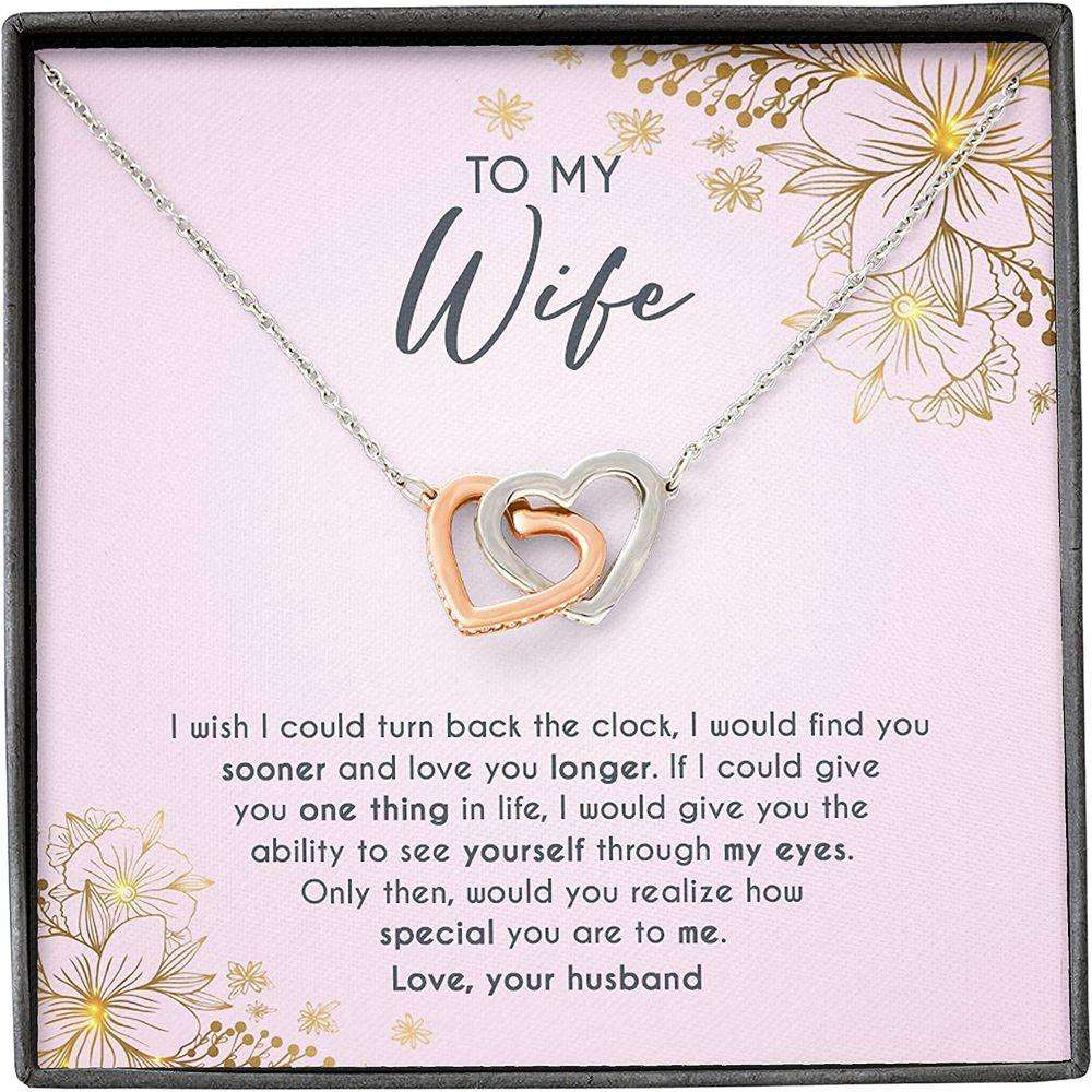 Wife Necklace Gift For Her, Turn Back Clock Find Sooner Love Longer Special For Karwa Chauth Rakva