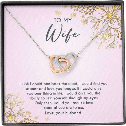 Wife Necklace Gift For Her, Turn Back Clock Find Sooner Love Longer Special For Karwa Chauth Rakva