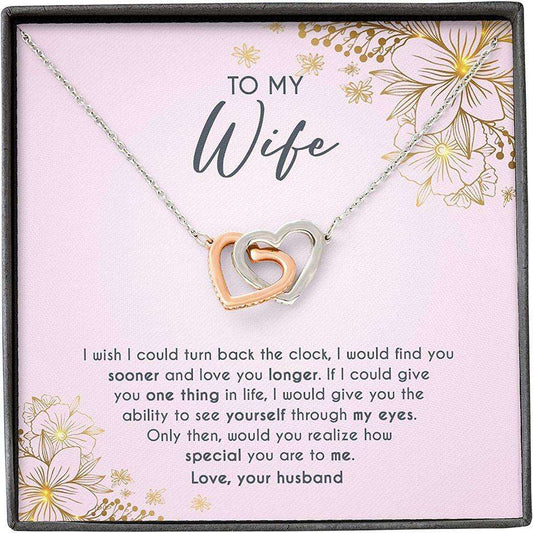 Wife Necklace Gift For Her, Turn Back Clock Find Sooner Love Longer Special For Karwa Chauth Rakva