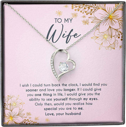 Wife Necklace Gift For Her, Turn Back Clock Find Sooner Love Longer Special Necklace For Karwa Chauth Rakva