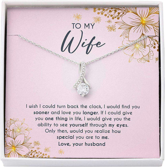 Wife Necklace Gift For Her, Turn Back Clock Find Sooner Love Longer Special Necklace For Karwa Chauth Rakva