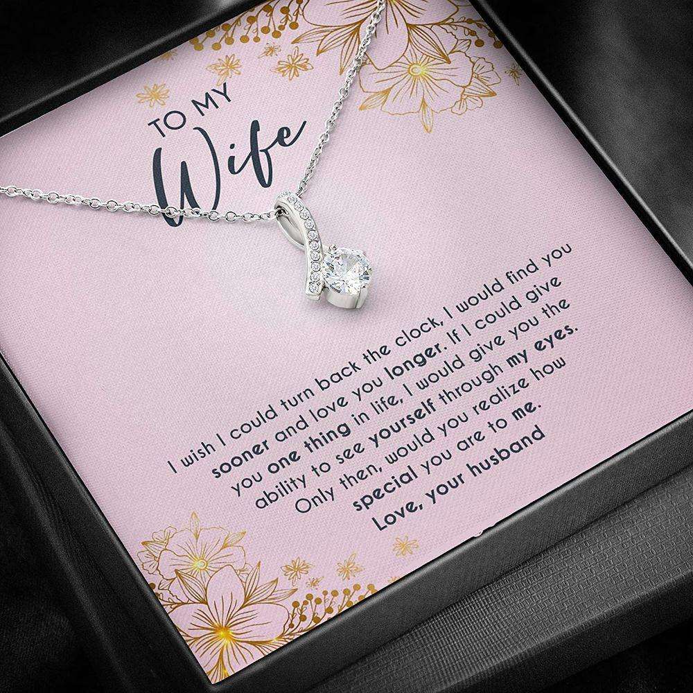 Wife Necklace Gift For Her, Turn Back Clock Find Sooner Love Longer Special Necklace For Karwa Chauth Rakva