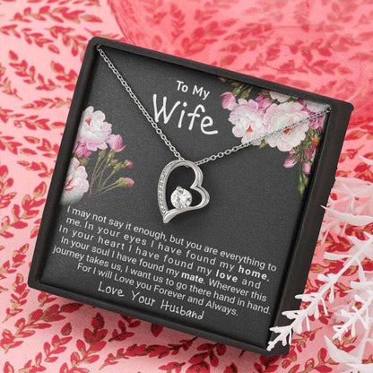 Wife Necklace, Gift For Wife Forever Love Necklace, Christmas Gift For Wife, On Her Birthday Gift, Anniversary Necklace Gift To My Soulmate For Karwa Chauth Rakva