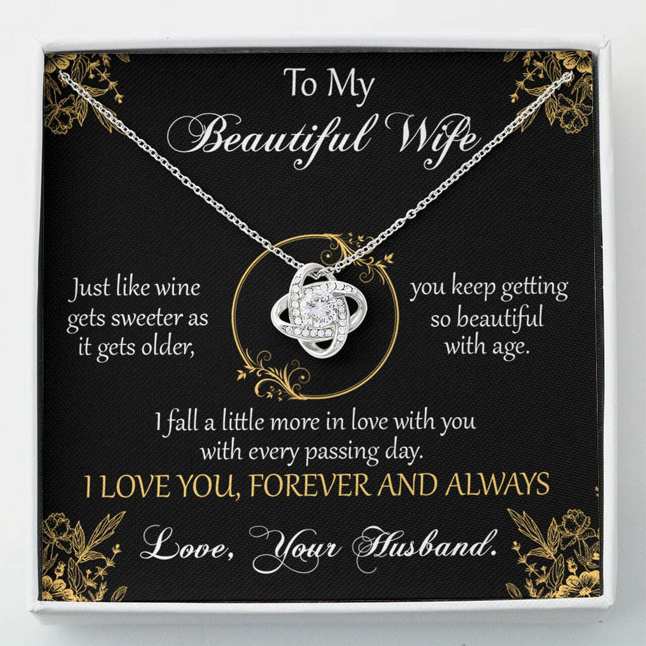 Wife Necklace, Gift For Wife, Necklace For Wife, Jewelry For Wife From Husband Love Knot Necklace For Karwa Chauth Rakva