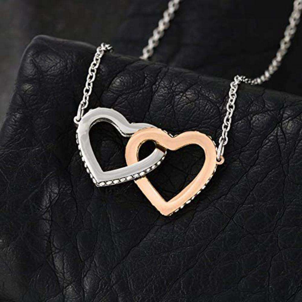 Wife Necklace Gift From Husband, Interlocking Heart Necklace To My Wife Gifts For Karwa Chauth Rakva