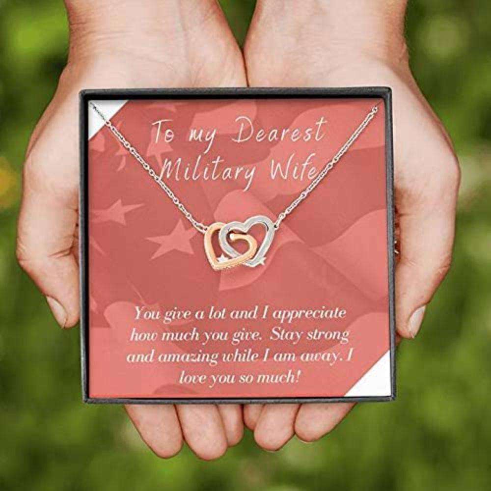 Wife Necklace, Gift Necklace For Wife Deployment Patriotic Interlocking Hearts Necklace For Karwa Chauth Rakva