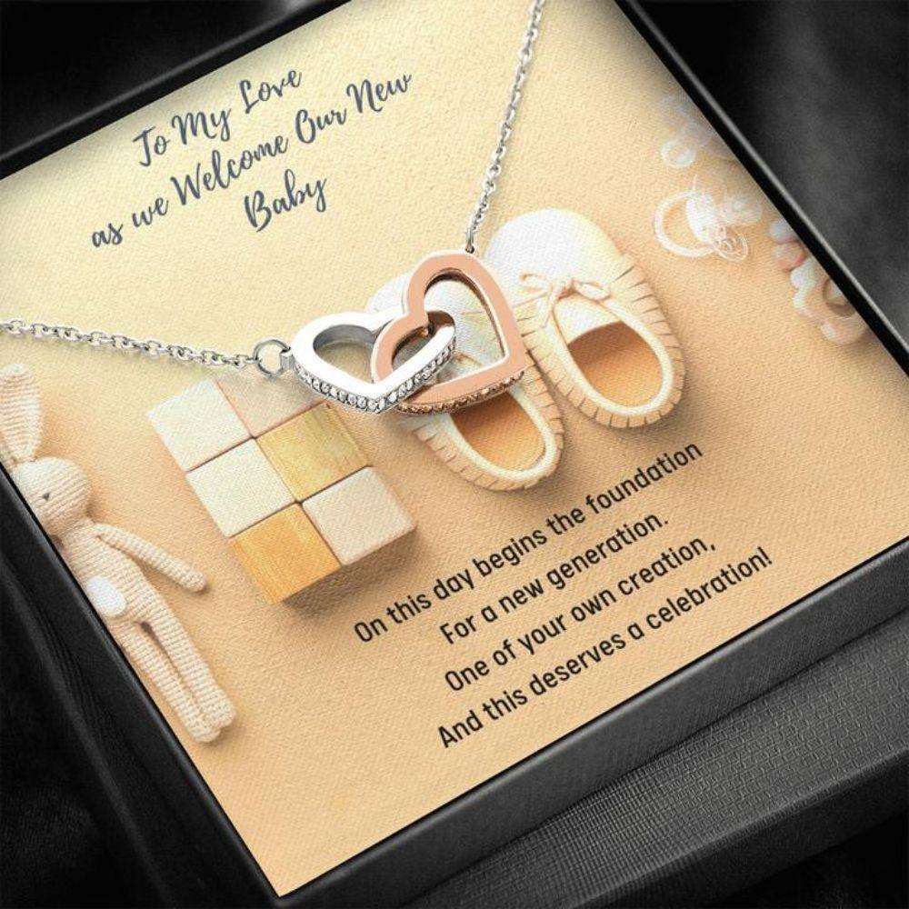 Wife Necklace, Gift Necklace Message Card “ To My Love “ Mother From Newborn Gift From Baby’S Father For Karwa Chauth Rakva