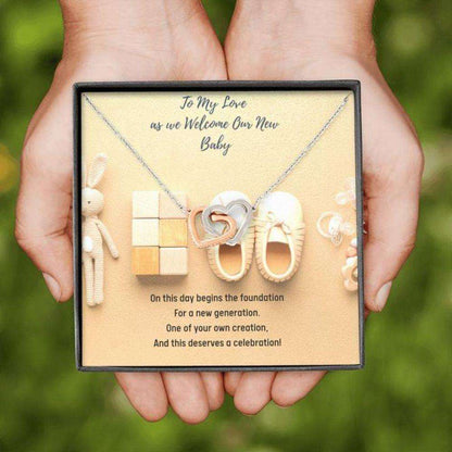 Wife Necklace, Gift Necklace Message Card “ To My Love “ Mother From Newborn Gift From Baby’S Father For Karwa Chauth Rakva