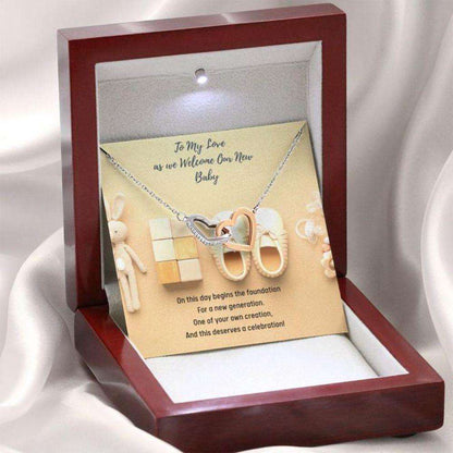 Wife Necklace, Gift Necklace Message Card “ To My Love “ Mother From Newborn Gift From Baby’S Father For Karwa Chauth Rakva