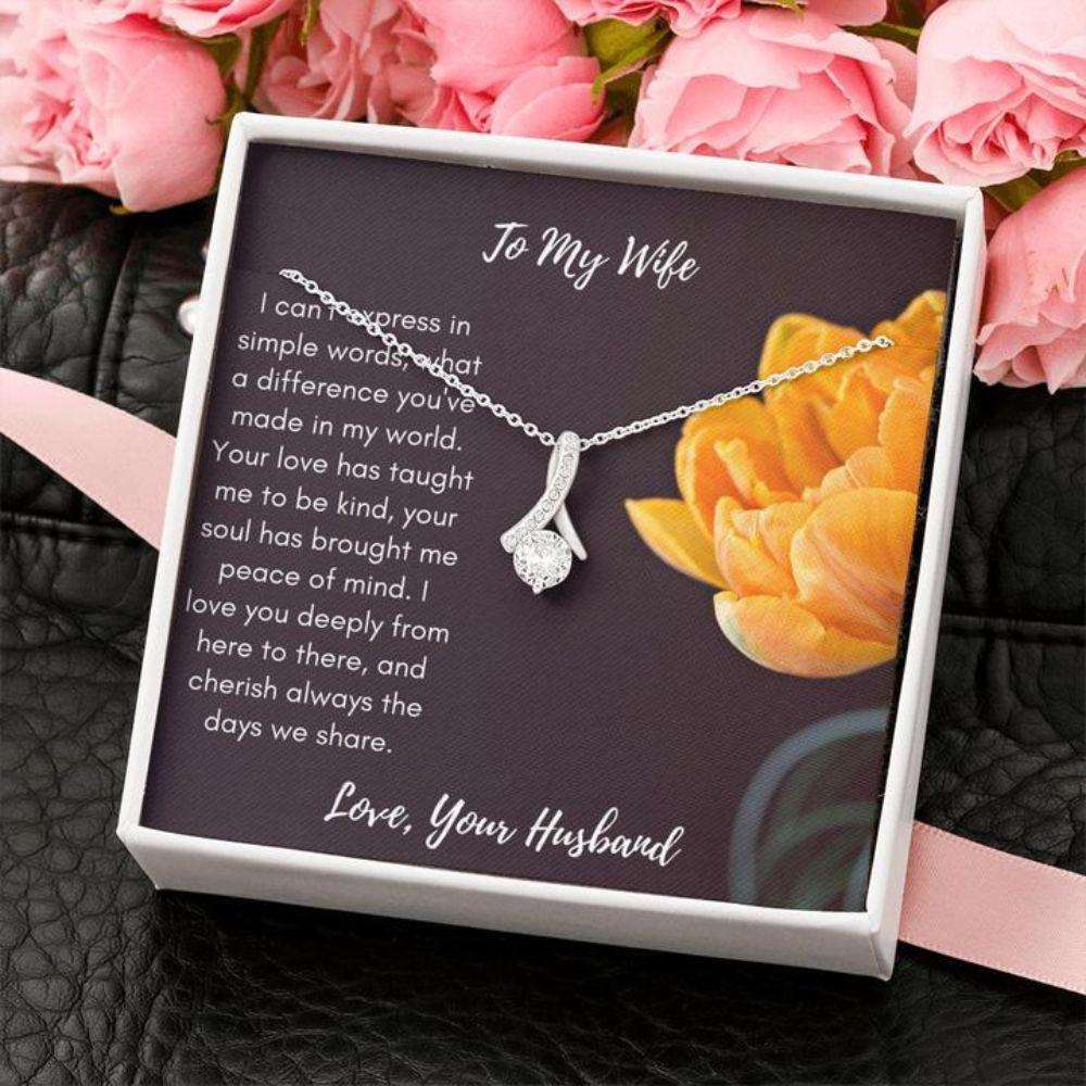 Wife Necklace, Gift Necklace Message Card To My Wife Can’T Express In Simple Words For Karwa Chauth Rakva