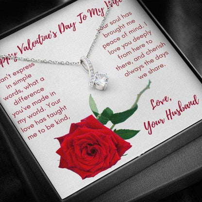 Wife Necklace, Gift Necklace Message Card To My Wife Happy Valentine’S Day Red Rose For Karwa Chauth Rakva