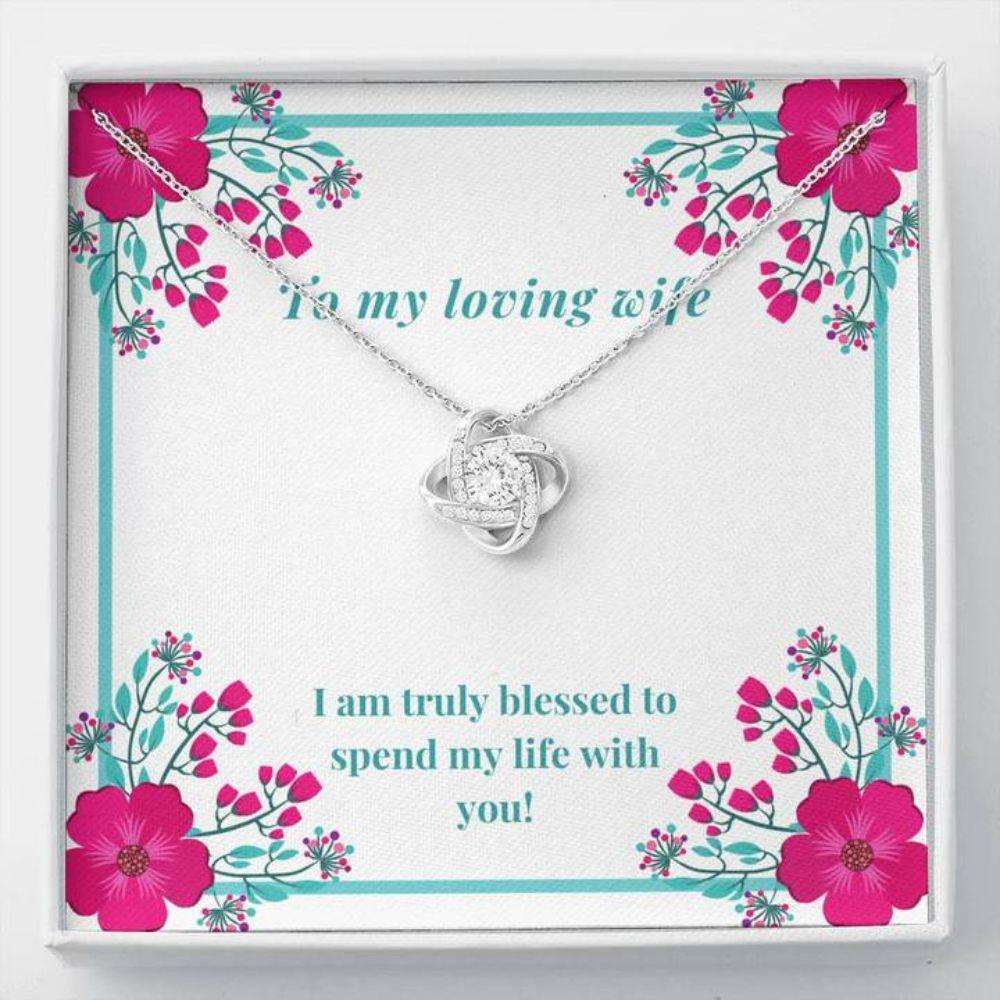 Wife Necklace, Gift Necklace Message Card Wife Blessed White Stronger Together For Karwa Chauth Rakva