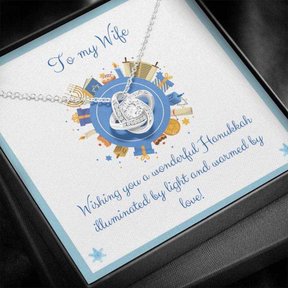 Wife Necklace, Gift Necklace With Message Card Happy Hanukkah To My Wife Stronger Together For Karwa Chauth Rakva