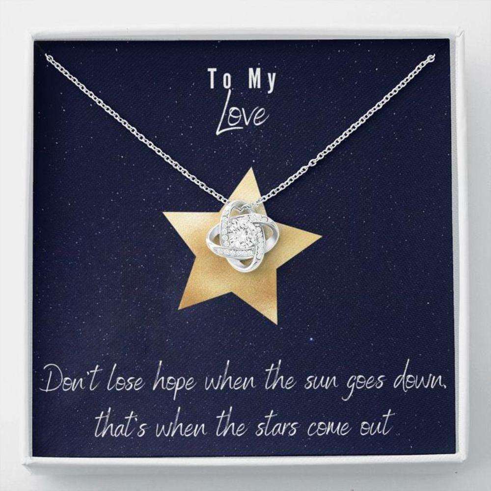 Wife Necklace, Gift Necklace With Message Card Love Star Stronger Together For Karwa Chauth Rakva