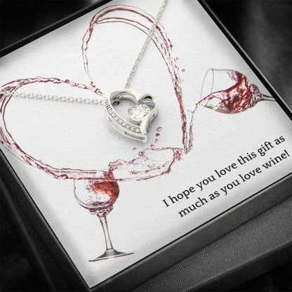 Wife Necklace, Gift Necklace With Message Card Love Wine Heart Necklace For Karwa Chauth Rakva