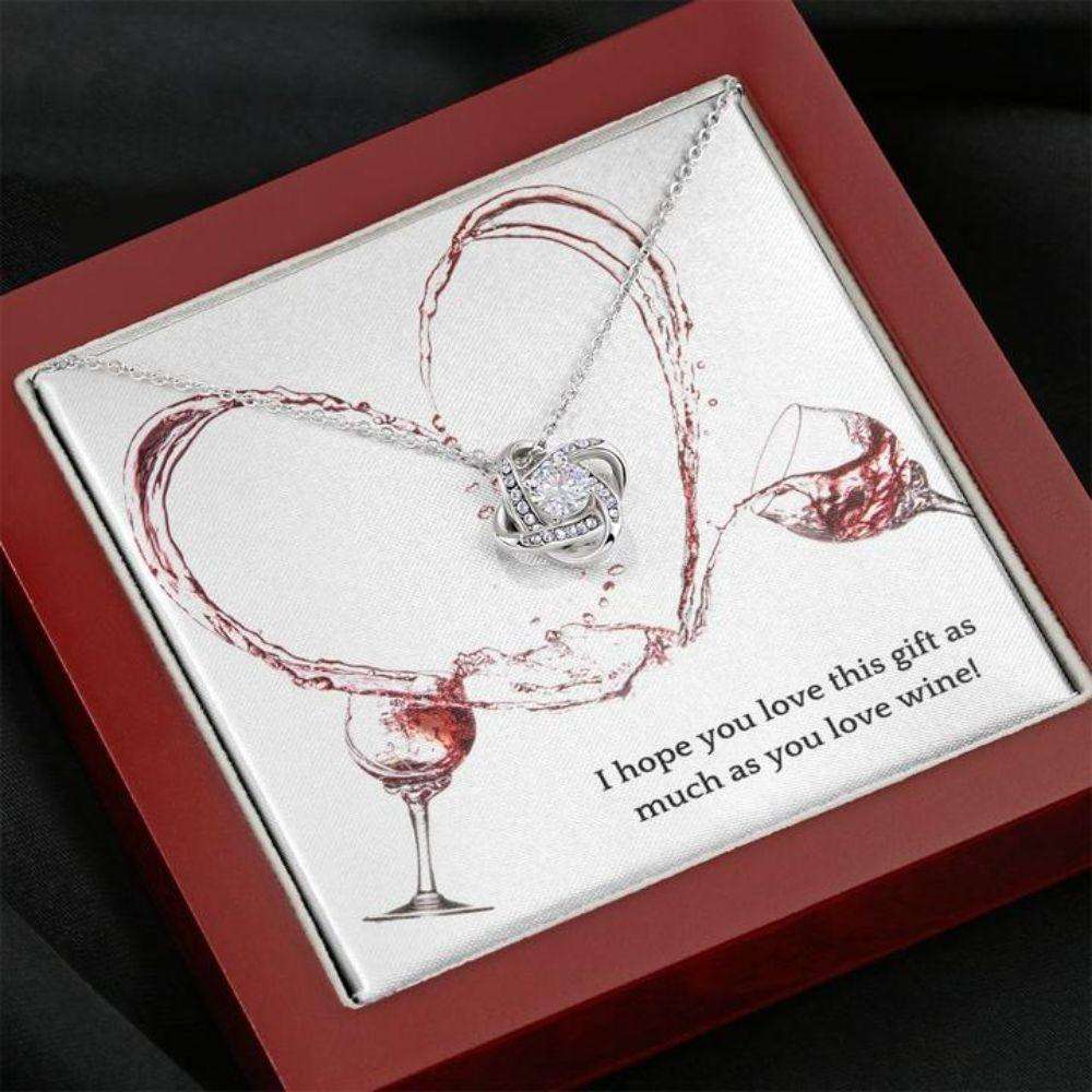 Wife Necklace, Gift Necklace With Message Card Love Wine Stronger Together For Karwa Chauth Rakva