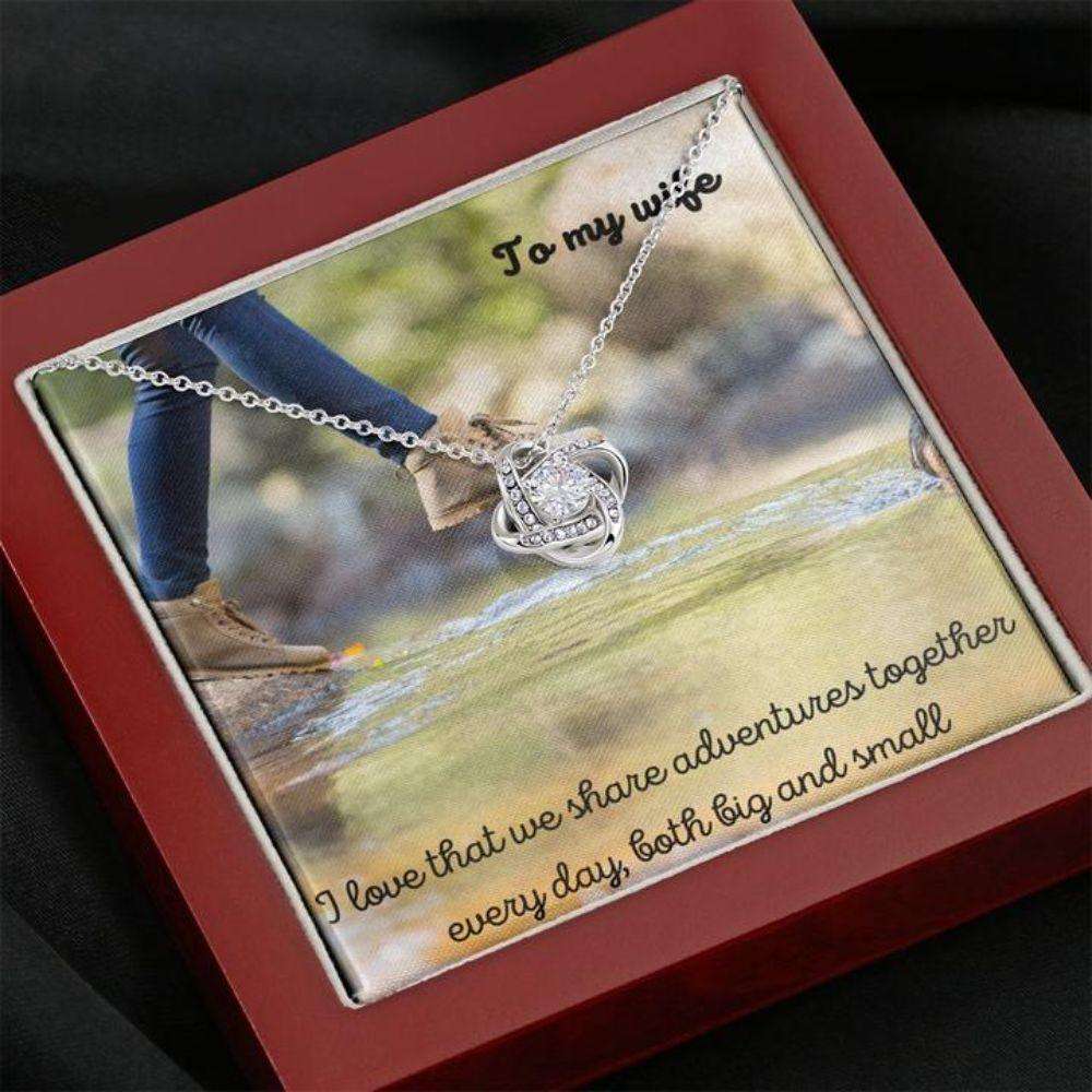 Wife Necklace, Gift Necklace With Message Card Wife Adventure Stronger Together For Karwa Chauth Rakva