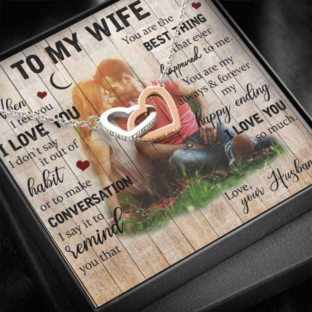 Wife Necklace, Gift Necklace With Message Card Wife “ Best Thing For Karwa Chauth Rakva