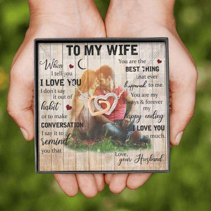 Wife Necklace, Gift Necklace With Message Card Wife “ Best Thing For Karwa Chauth Rakva