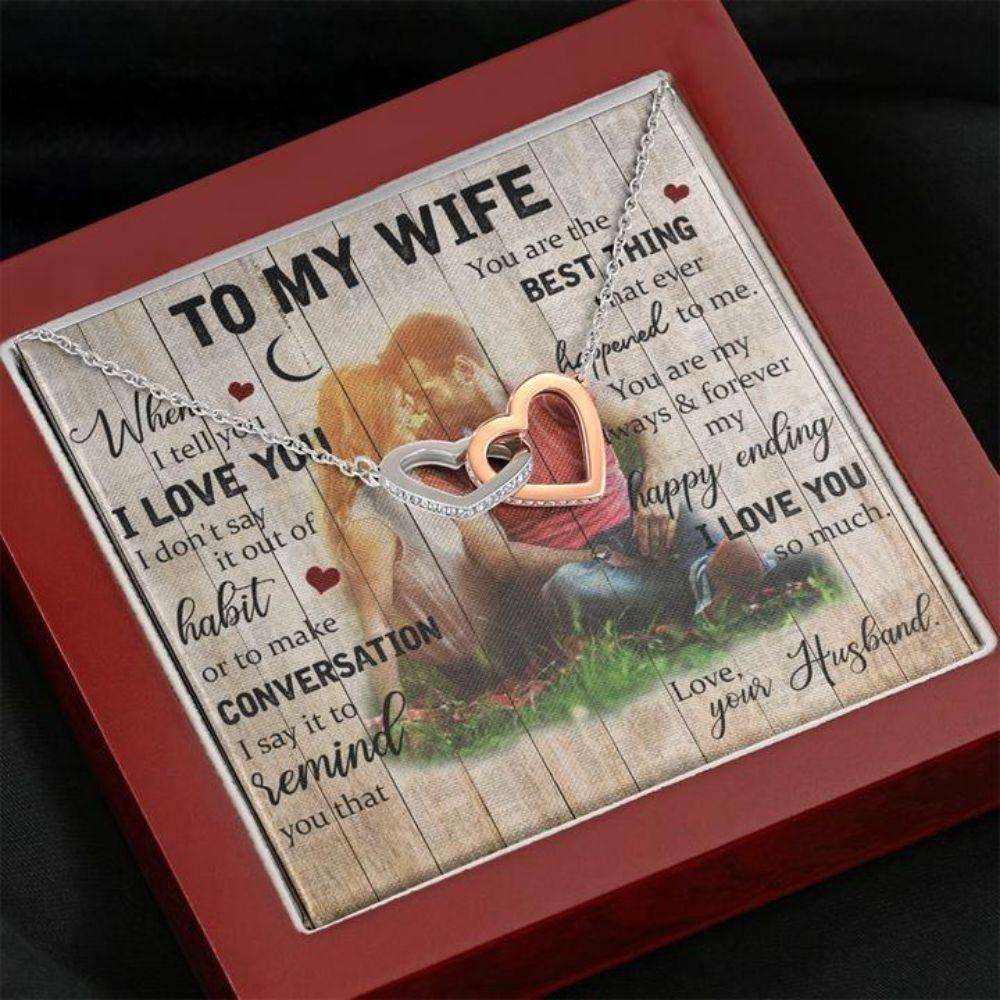 Wife Necklace, Gift Necklace With Message Card Wife “ Best Thing For Karwa Chauth Rakva