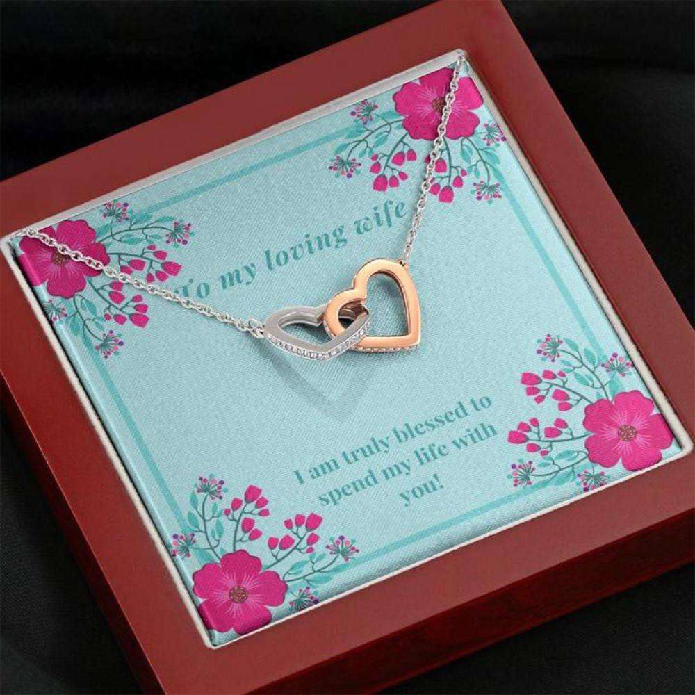 Wife Necklace, Gift Necklace With Message Card Wife Blessed For Karwa Chauth Rakva