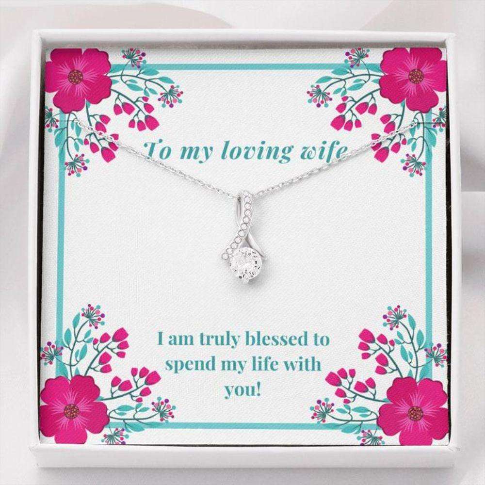 Wife Necklace, Gift Necklace With Message Card Wife Blessed Necklace For Karwa Chauth Rakva