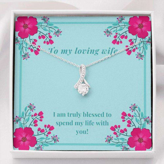 Wife Necklace, Gift Necklace With Message Card Wife Blessed The For Karwa Chauth Rakva