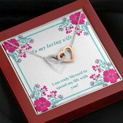 Wife Necklace, Gift Necklace With Message Card Wife Blessed White For Karwa Chauth Rakva