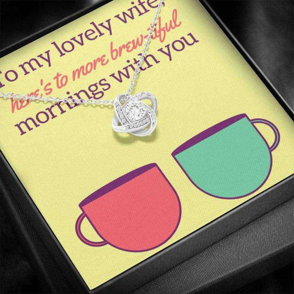 Wife Necklace, Gift Necklace With Message Card Wife Coffee Stronger Together For Karwa Chauth Rakva