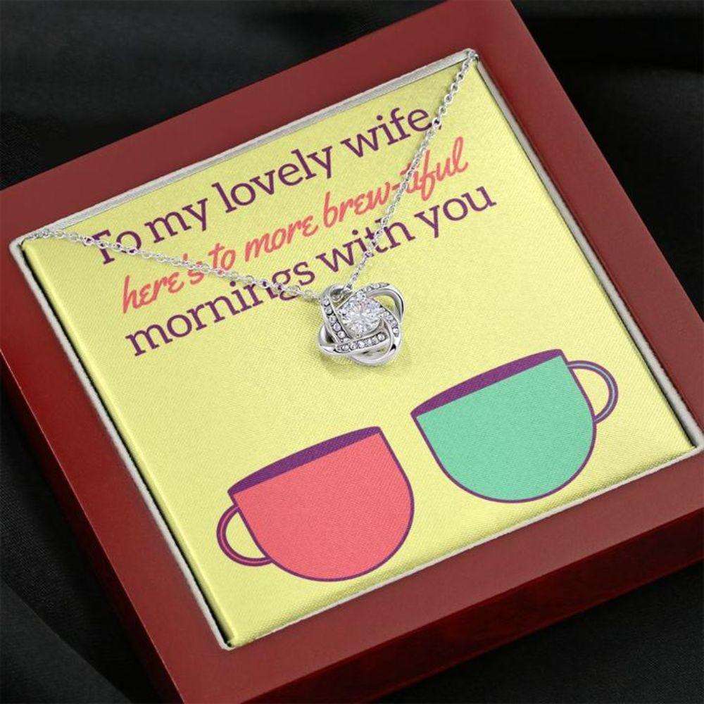 Wife Necklace, Gift Necklace With Message Card Wife Coffee Stronger Together For Karwa Chauth Rakva