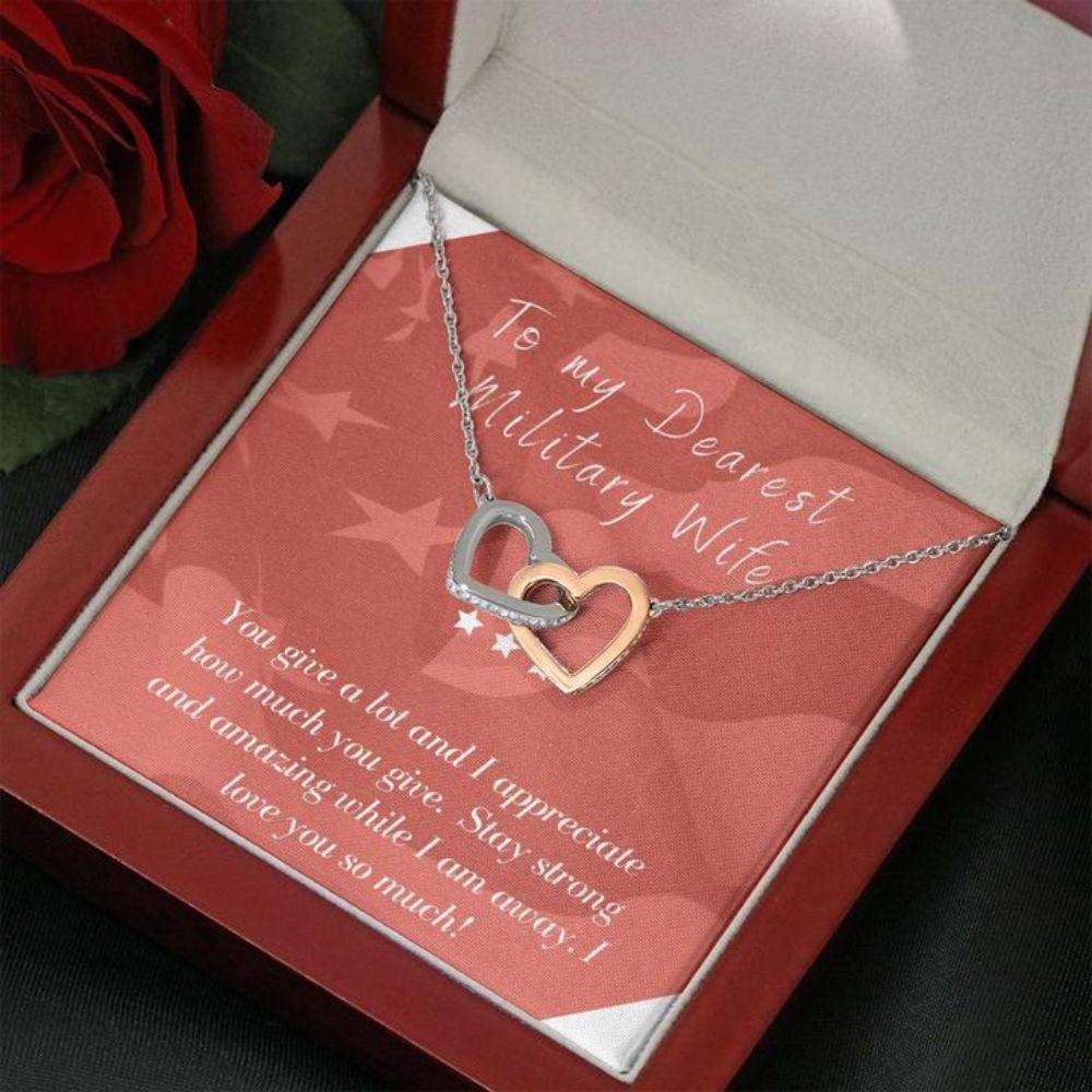 Wife Necklace, Gift Necklace With Message Card Wife Deployment Patriotic For Karwa Chauth Rakva