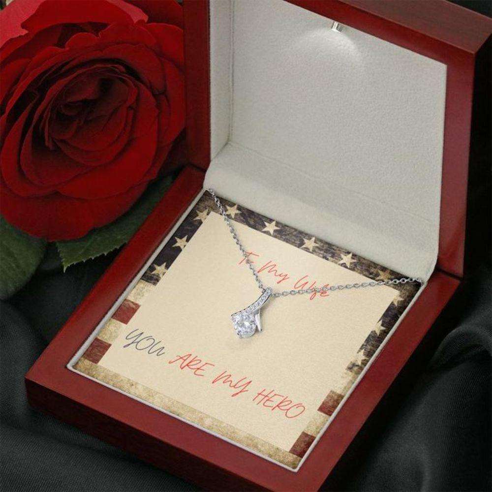 Wife Necklace, Gift Necklace With Message Card Wife Hero Patriotic The For Karwa Chauth Rakva