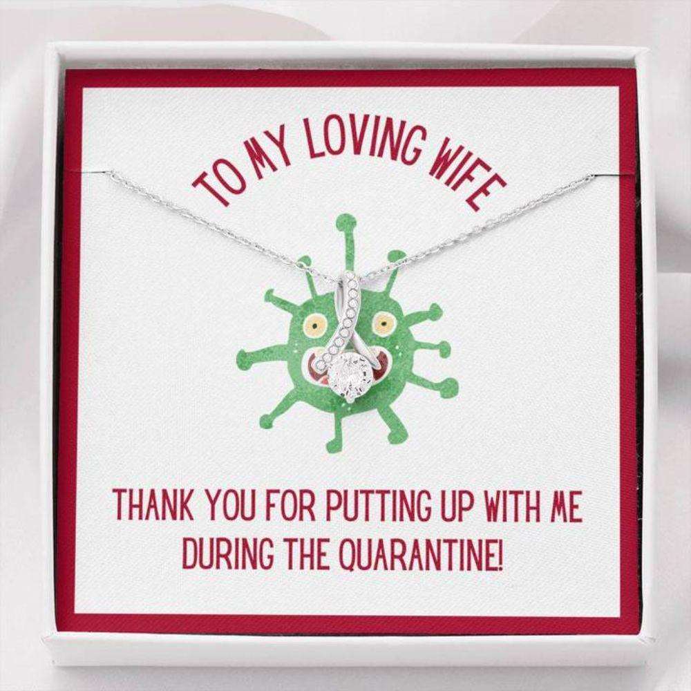 Wife Necklace, Gift Necklace With Message Card Wife Quarantine For Karwa Chauth Rakva