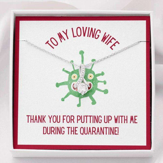 Wife Necklace, Gift Necklace With Message Card Wife Quarantine For Karwa Chauth Rakva