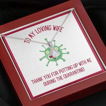 Wife Necklace, Gift Necklace With Message Card Wife Quarantine For Karwa Chauth Rakva