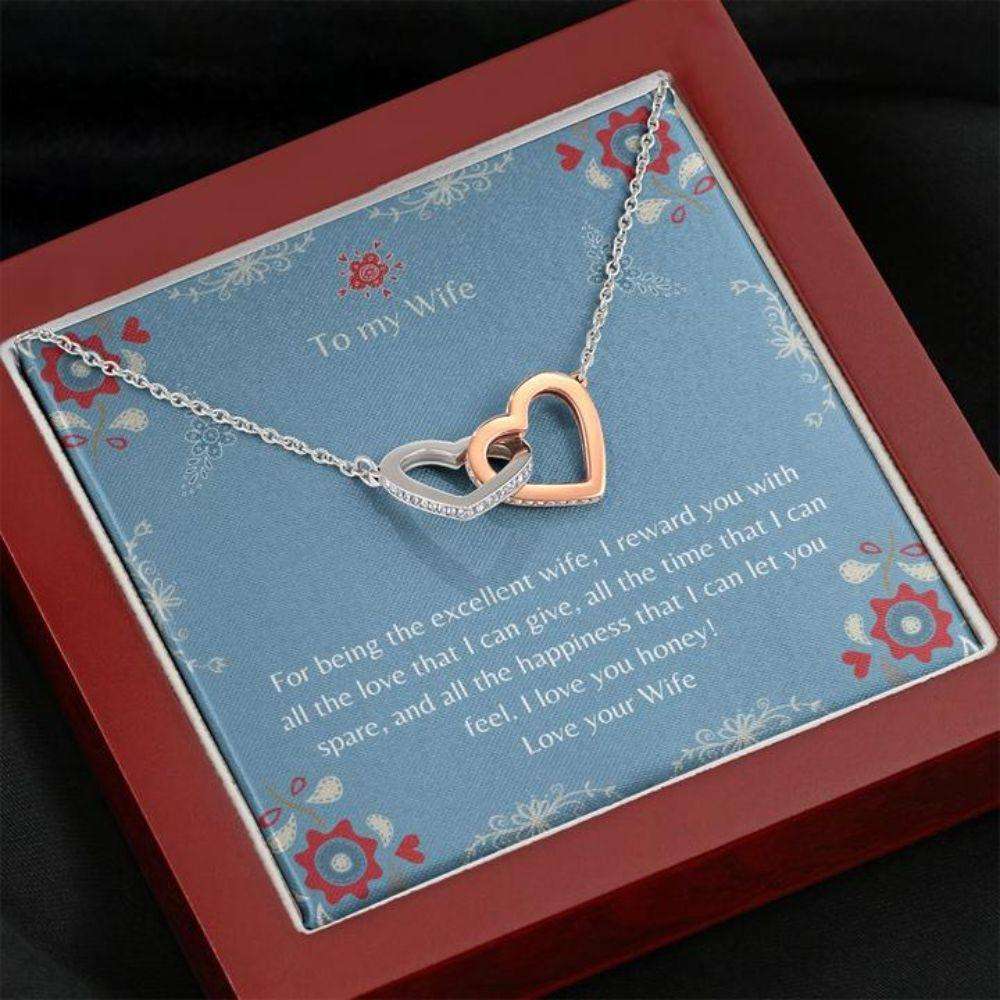 Wife Necklace, Gift Necklace With Message Card Wife To Wife Blue Lbgt+ For Karwa Chauth Rakva